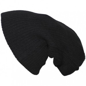 Skullies & Beanies Extra Long Knitted Beanie Hat Black - CG11GZW7331 $25.43