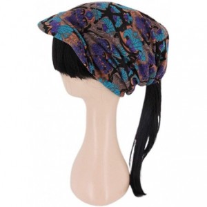 Skullies & Beanies Women Slouchy Beanie Soft Skull Cap Stretchy Baggy Hat Hair Tie Scarf Blue - CB18WDDZ22U $10.54