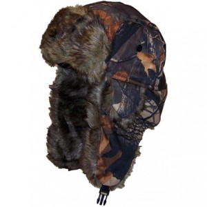 Bomber Hats Adult Tree Camouflage Russian/Hunters W/Soft Faux Fur Winter Cap(One Size) - Maple - C518Z39Q6HE $20.05