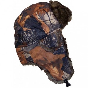 Bomber Hats Adult Tree Camouflage Russian/Hunters W/Soft Faux Fur Winter Cap(One Size) - Maple - C518Z39Q6HE $50.13