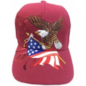 Baseball Caps Patriotic American Flag Design Baseball Cap USA 3D Embroidery - Burgundy - CU12BF48X2N $16.94