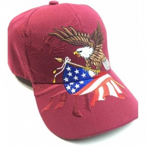 Baseball Caps Patriotic American Flag Design Baseball Cap USA 3D Embroidery - Burgundy - CU12BF48X2N $16.94