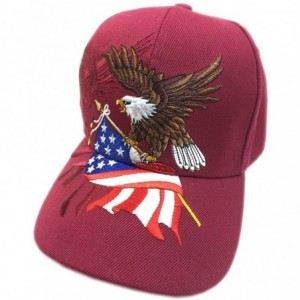 Baseball Caps Patriotic American Flag Design Baseball Cap USA 3D Embroidery - Burgundy - CU12BF48X2N $16.94