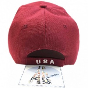 Baseball Caps Patriotic American Flag Design Baseball Cap USA 3D Embroidery - Burgundy - CU12BF48X2N $16.94