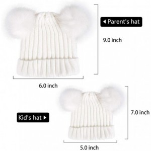 Skullies & Beanies 2PCS Parent-Child Hat Winter Warmer Baby Hat/Women Pom Pom Beanie- Mother & Baby Knit Skull Cap - Double W...