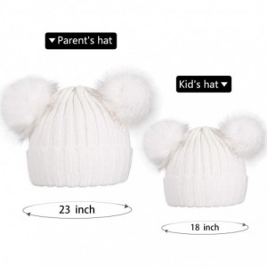 Skullies & Beanies 2PCS Parent-Child Hat Winter Warmer Baby Hat/Women Pom Pom Beanie- Mother & Baby Knit Skull Cap - Double W...