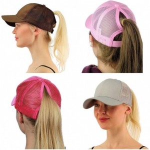 Baseball Caps Ponycap Messy High Bun Ponytail Adjustable Mesh Trucker Baseball Cap Hat for Women - Red - C418M088O5R $8.35