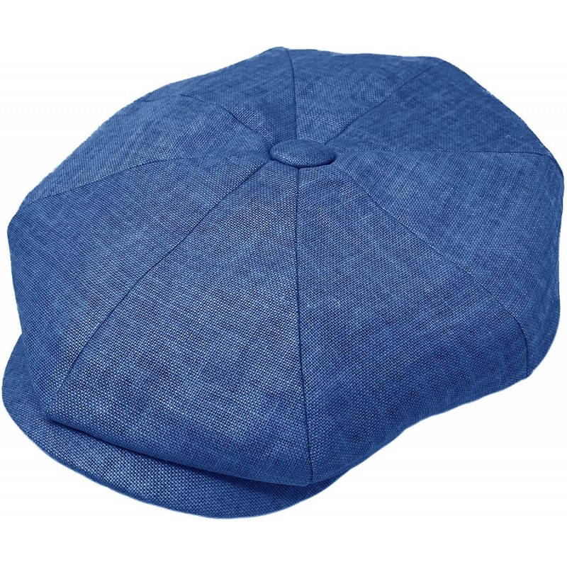 Newsboy Caps Men's 100% Linen Snap Front Newsboy Drivers Cabbie Gatsby Apple Cap Hat - Solid Indigo Blue - C91962SUD53 $16.47