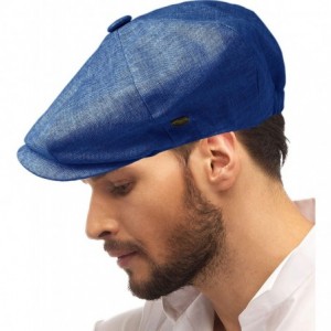 Newsboy Caps Men's 100% Linen Snap Front Newsboy Drivers Cabbie Gatsby Apple Cap Hat - Solid Indigo Blue - C91962SUD53 $16.47