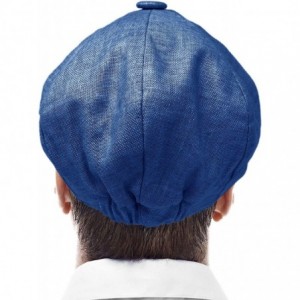 Newsboy Caps Men's 100% Linen Snap Front Newsboy Drivers Cabbie Gatsby Apple Cap Hat - Solid Indigo Blue - C91962SUD53 $16.47