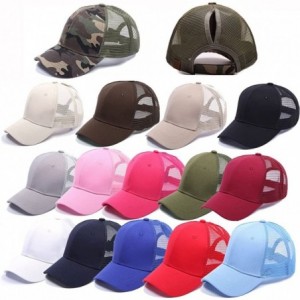 Baseball Caps Ponycap Messy High Bun Ponytail Adjustable Mesh Trucker Baseball Cap Hat for Women - Red - C418M088O5R $8.35