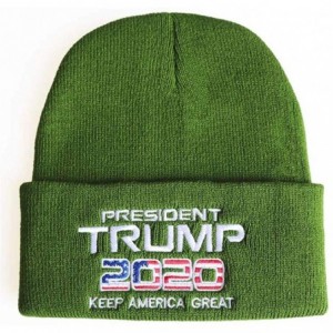 Skullies & Beanies Keep America Great 2020 Donald Trump Unisex Cuffed Plain Skull Knit Hat Cap - Green 004 - CW18YQDWIS3 $9.42