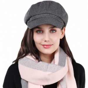 Berets Womens Fall Winter Classic Newsboy Cabbie Beret Hat Soft Warm Wool Octagonal Cap - Grey - C018Q8TMA5O $14.02