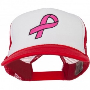 Baseball Caps Breast Cancer Logo Embroidered Foam Front Mesh Back Cap - Red White Red - CG11LUGZ6JF $41.48