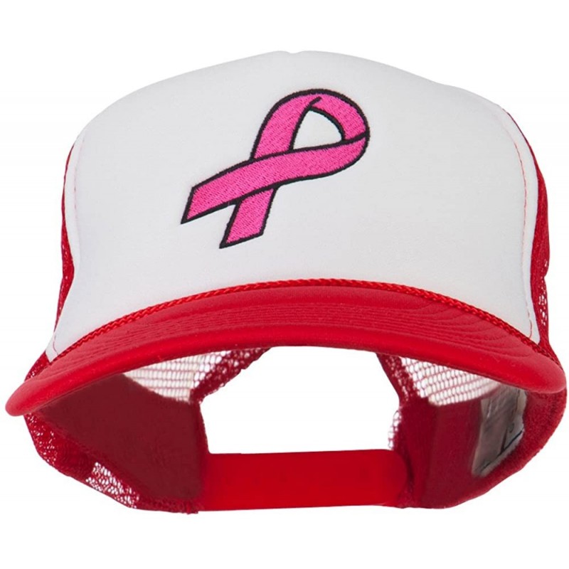 Baseball Caps Breast Cancer Logo Embroidered Foam Front Mesh Back Cap - Red White Red - CG11LUGZ6JF $21.83