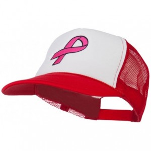 Baseball Caps Breast Cancer Logo Embroidered Foam Front Mesh Back Cap - Red White Red - CG11LUGZ6JF $21.83