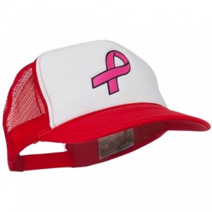 Baseball Caps Breast Cancer Logo Embroidered Foam Front Mesh Back Cap - Red White Red - CG11LUGZ6JF $21.83