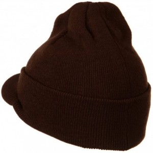 Skullies & Beanies Cuff Knitted Beanie with Visor Bill - Brown - C8110A3W5TH $18.14