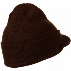 Skullies & Beanies Cuff Knitted Beanie with Visor Bill - Brown - C8110A3W5TH $18.14