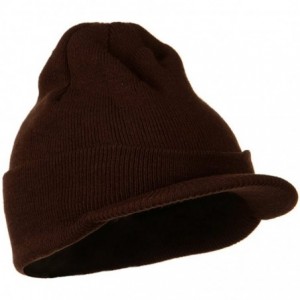 Skullies & Beanies Cuff Knitted Beanie with Visor Bill - Brown - C8110A3W5TH $18.14