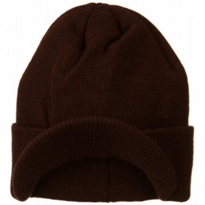 Skullies & Beanies Cuff Knitted Beanie with Visor Bill - Brown - C8110A3W5TH $18.14