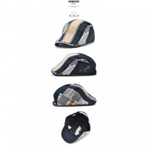 Berets Mens Beret Newsboy Cap Flat Duckbill Buckle Cabbie Hat Ivy Irish Cap - Blue - CH18U0KU3YG $12.34