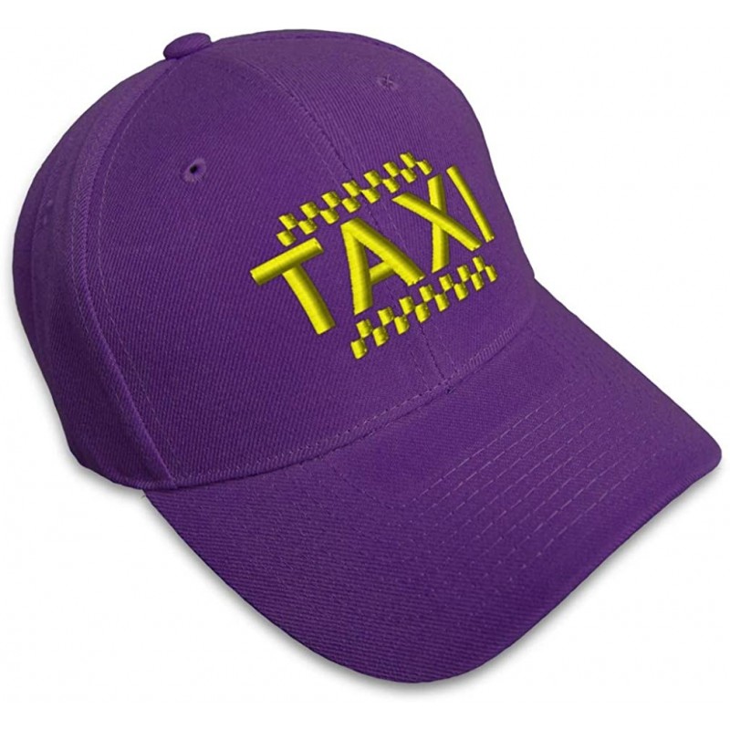 Baseball Caps Custom Baseball Cap Taxi Embroidery Dad Hats for Men & Women Strap Closure - Purple - CD12L4FVHHL $12.47