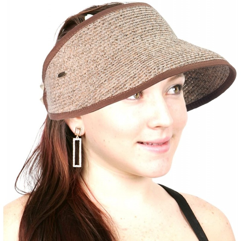 Visors Multicolor Travel Friendly Packable Wide Brim Roll Up Visor - Beige Mix - CC11WYQWVLV $8.02