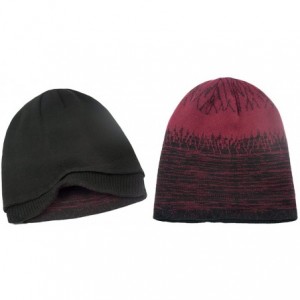 Skullies & Beanies Men's Knit Beanie- Soft & Warm Hat- Reversible- Dual Colors - Black/Red - C111QWMJM51 $15.51