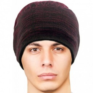 Skullies & Beanies Men's Knit Beanie- Soft & Warm Hat- Reversible- Dual Colors - Black/Red - C111QWMJM51 $15.51