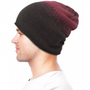 Skullies & Beanies Men's Knit Beanie- Soft & Warm Hat- Reversible- Dual Colors - Black/Red - C111QWMJM51 $15.51