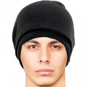 Skullies & Beanies Men's Knit Beanie- Soft & Warm Hat- Reversible- Dual Colors - Black/Red - C111QWMJM51 $15.51