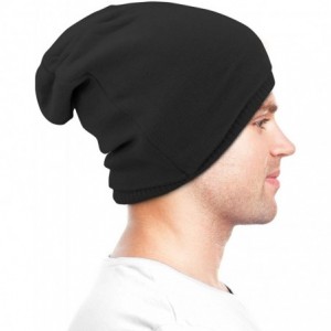 Skullies & Beanies Men's Knit Beanie- Soft & Warm Hat- Reversible- Dual Colors - Black/Red - C111QWMJM51 $15.51