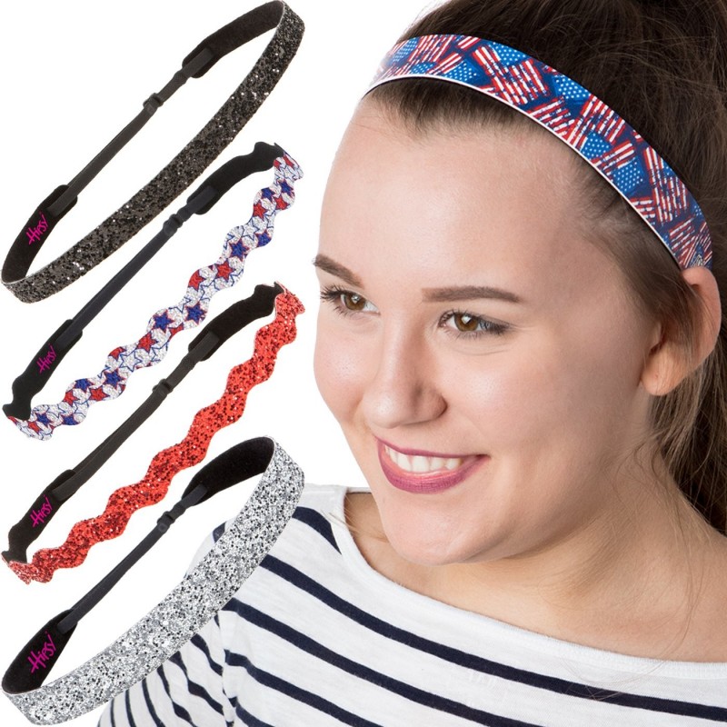 Headbands Women's American Flag 4th of July Adjustable Headband Gift Packs (5pk American Flag Multi Pack) - CE18E0TT50O $25.23