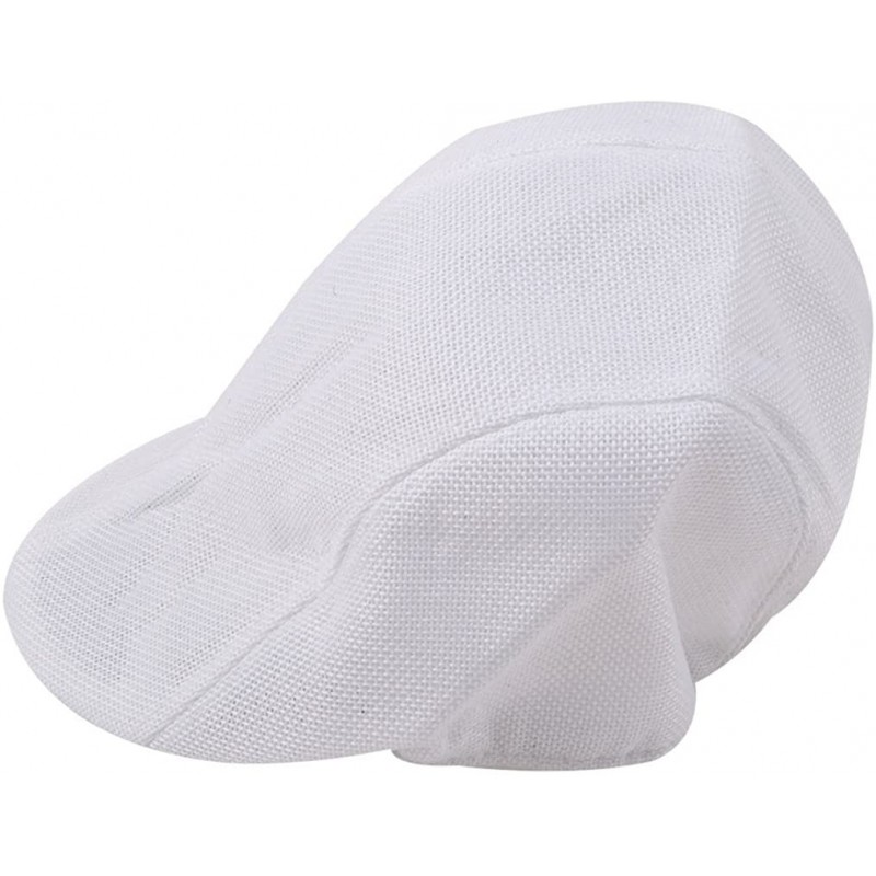 Newsboy Caps Men's Newsboy Hats Cotton Beret Cap- Casual Cabbie Flat Cap - White - CO18G2MT63K $9.27