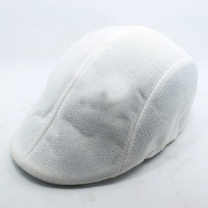 Newsboy Caps Men's Newsboy Hats Cotton Beret Cap- Casual Cabbie Flat Cap - White - CO18G2MT63K $9.27