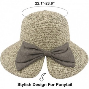 Sun Hats Women Straw Hats Wide Brim Foldable Packable Roll up Cap Summer UV Protection Beach Sun Hat UPF50+ - Khaki - C4194S2...