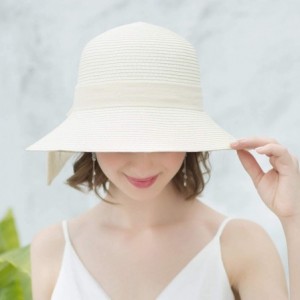 Sun Hats Womens Straw Sun Hats Wide Brim Foldable Beach Hats UV UPF 50+ Summer Sun Travel Hat for Women - CF196H3UAMM $17.35