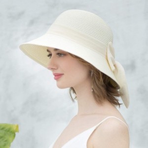 Sun Hats Womens Straw Sun Hats Wide Brim Foldable Beach Hats UV UPF 50+ Summer Sun Travel Hat for Women - CF196H3UAMM $17.35