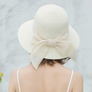 Sun Hats Womens Straw Sun Hats Wide Brim Foldable Beach Hats UV UPF 50+ Summer Sun Travel Hat for Women - CF196H3UAMM $17.35