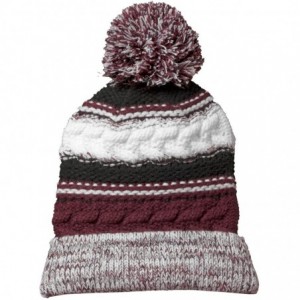 Skullies & Beanies Men's Pom Pom Team Beanie - Maroon/ Black/ White - CN11QDSN25P $9.73