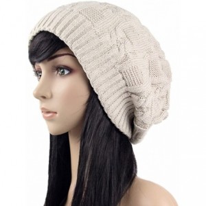 Skullies & Beanies Women's Pile Knitted Cap Hat Bonnet Winter Knit Crochet Ski Hat - Beige - C012NFE01FL $38.66