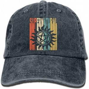 Baseball Caps Men Or Women Adjustable Yarn-Dyed Denim Baseball Cap Retro Style Supernatural Silhouette-1 Trucker Cap - Navy -...