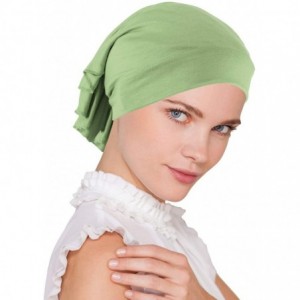 Skullies & Beanies Womens Ruffle Chemo Hat Beanie Scarf- Soft Turban Bandana Head Wrap for Cancer - 10- Sage Green - CL186AIY...