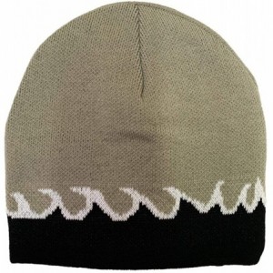 Skullies & Beanies Flame Fire Design Cuffless Beanie Hat Ski Beanie Hat - Gray / White & Black Waves - C41928CGX9D $7.72