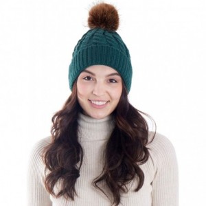 Skullies & Beanies Women's Knit Winter Hat Pom Pom Beanie - Green - CG18HK4N67R $26.31