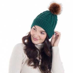 Skullies & Beanies Women's Knit Winter Hat Pom Pom Beanie - Green - CG18HK4N67R $12.28