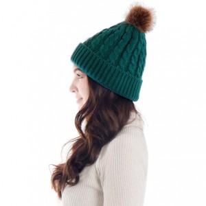 Skullies & Beanies Women's Knit Winter Hat Pom Pom Beanie - Green - CG18HK4N67R $12.28