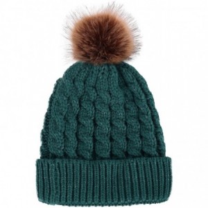 Skullies & Beanies Women's Knit Winter Hat Pom Pom Beanie - Green - CG18HK4N67R $12.28
