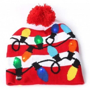 Skullies & Beanies LED Light up Hat Ugly Sweater Holiday Xmas Beanies - Lights Red - CH1923026YO $10.59